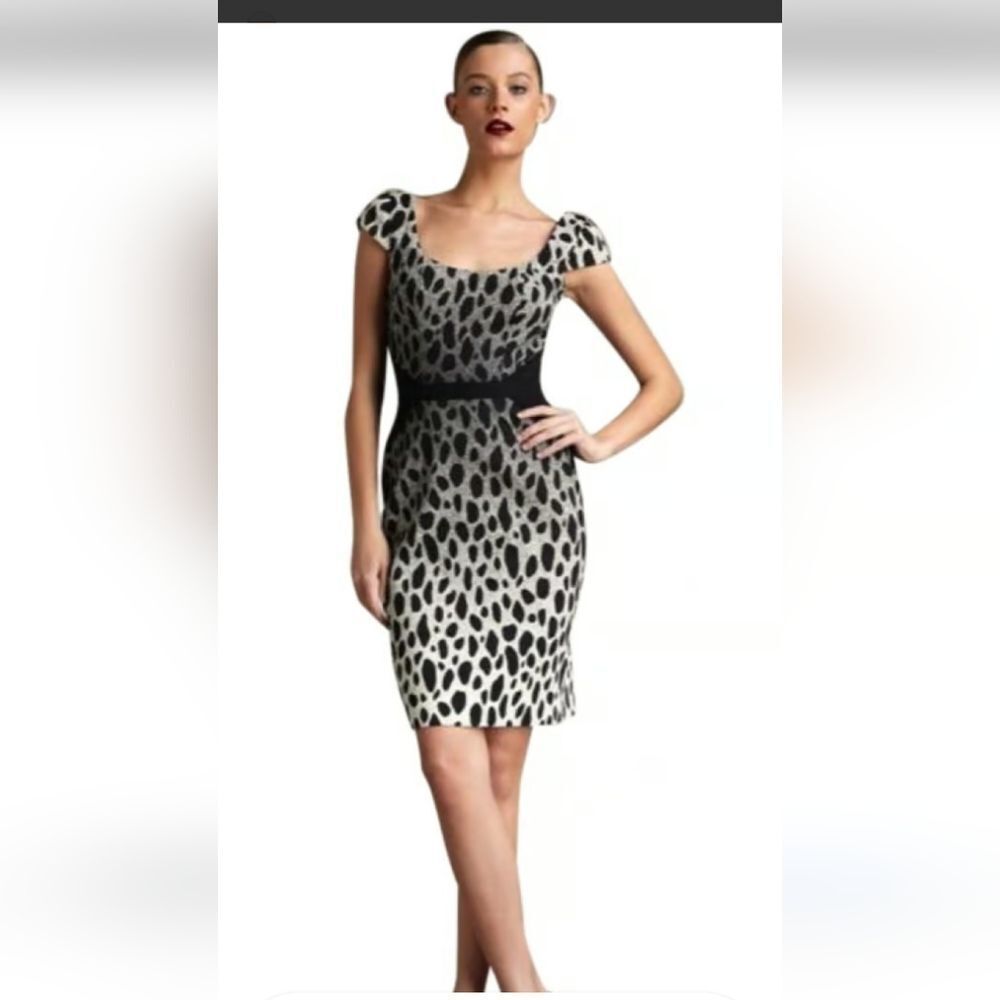JAY GODFREY  classy sophisticated  Animal Print short cap sleeve Dress